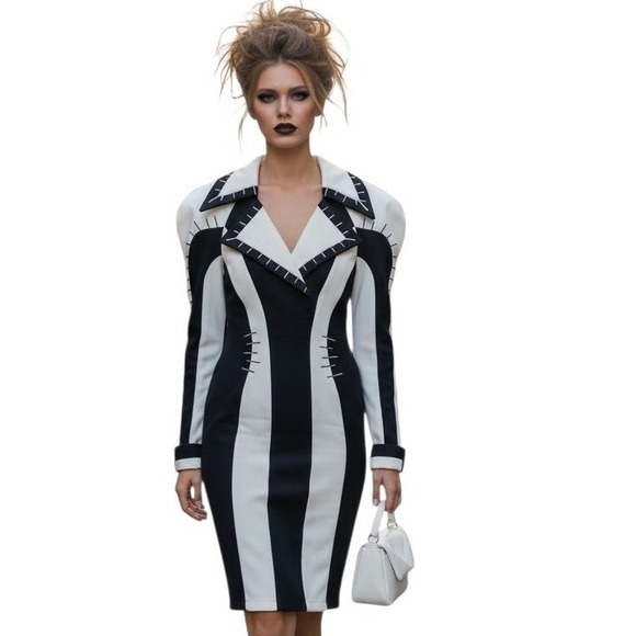 IIF Dresses & Skirts - Vintage 90's IIF Patchwork Womens size 6 Colorblock Whimsigoth Rare Blazer Dress